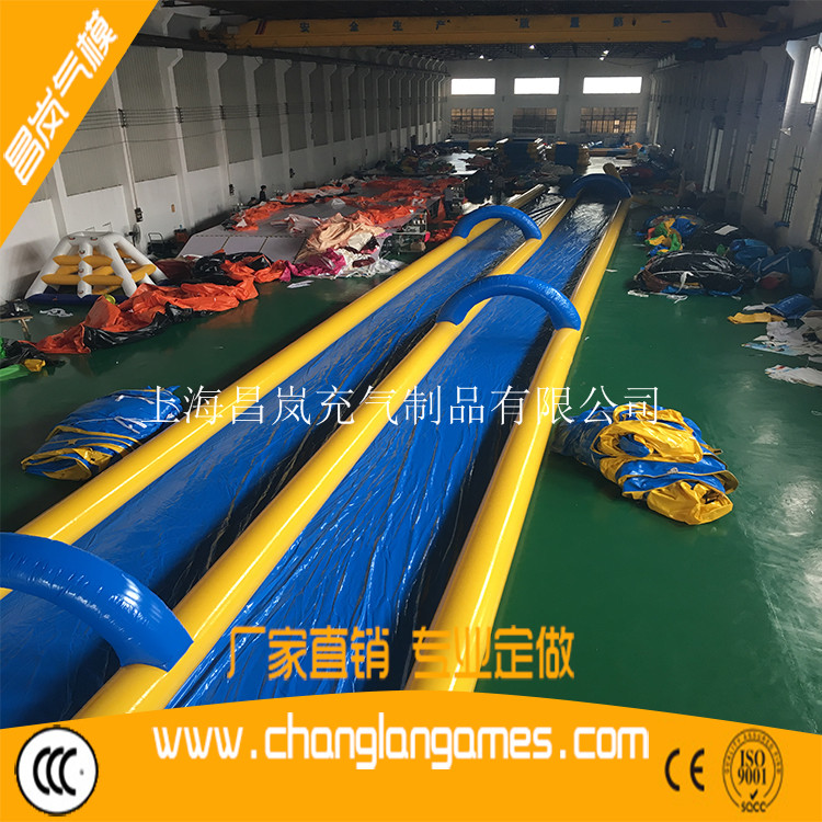 充氣城市滑道火爆廣場運動項目 單層雙滑道充氣水滑道 inflatable water slide for kids and adult