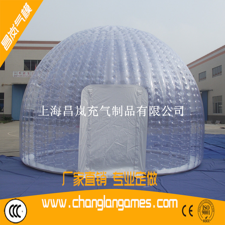 廠家直銷透明充氣帳篷雙層泡泡屋美陳展銷PVC圓頂圓形帳篷 transparent inflatable dome party tent